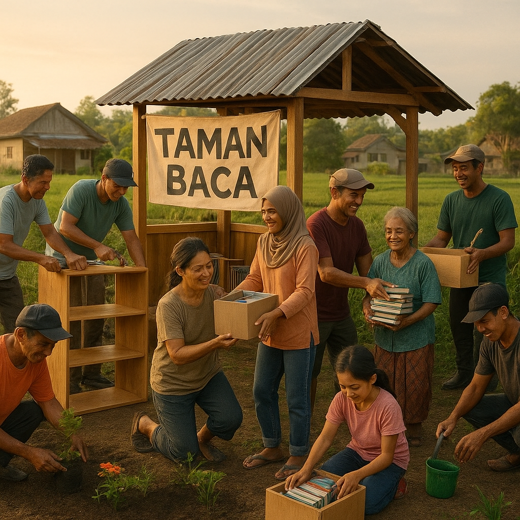 Gotong Royong Bangun Taman Baca di Pelosok Desa