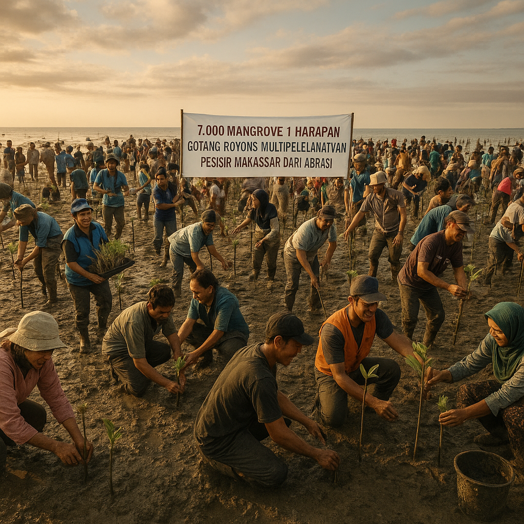 7.000 Mangrove, 1 Harapan: Gotong Royong Multipikelamatkan Pesisir Makassar dari Abrasi