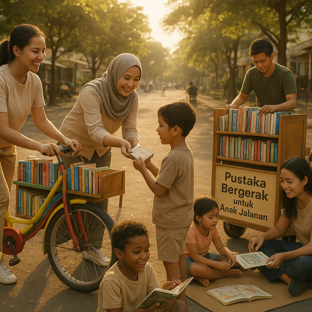 Pustaka Bergerak untuk Anak Jalanan: Buku yang Menjemput keingintahuan