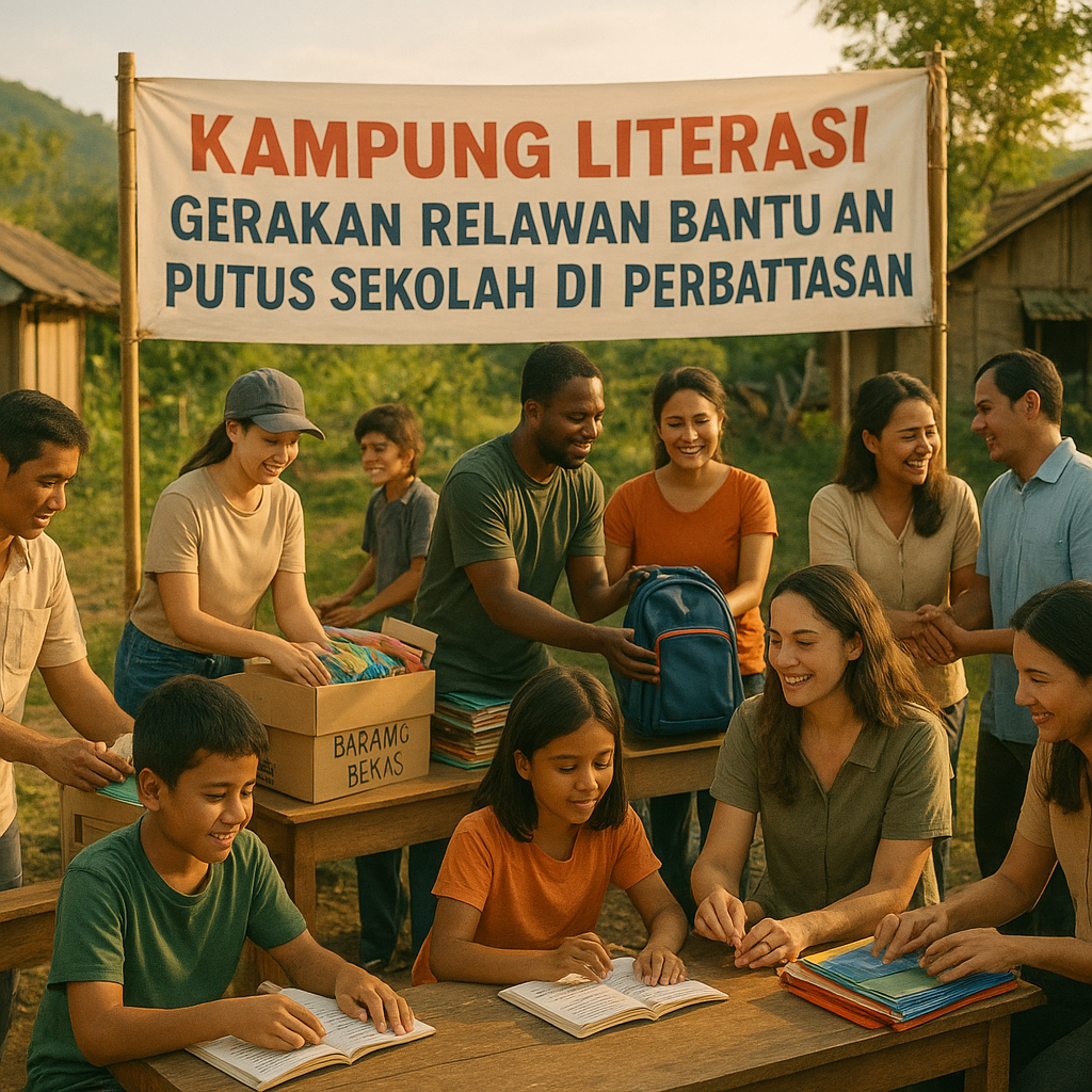 Kampung Literasi: Gerakan Relawan Bantu Anak Putus Sekolah di Perbatasan