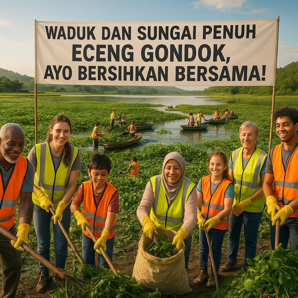 Waduk dan Sungai Penuh Eceng Gondok, Ayo Bersihkan Bersama!