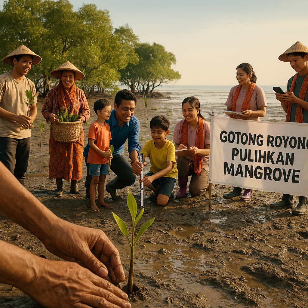 Gotong Royong Warga Pulihkan Ekosistem Mangrove Pesisir Utara Jawa