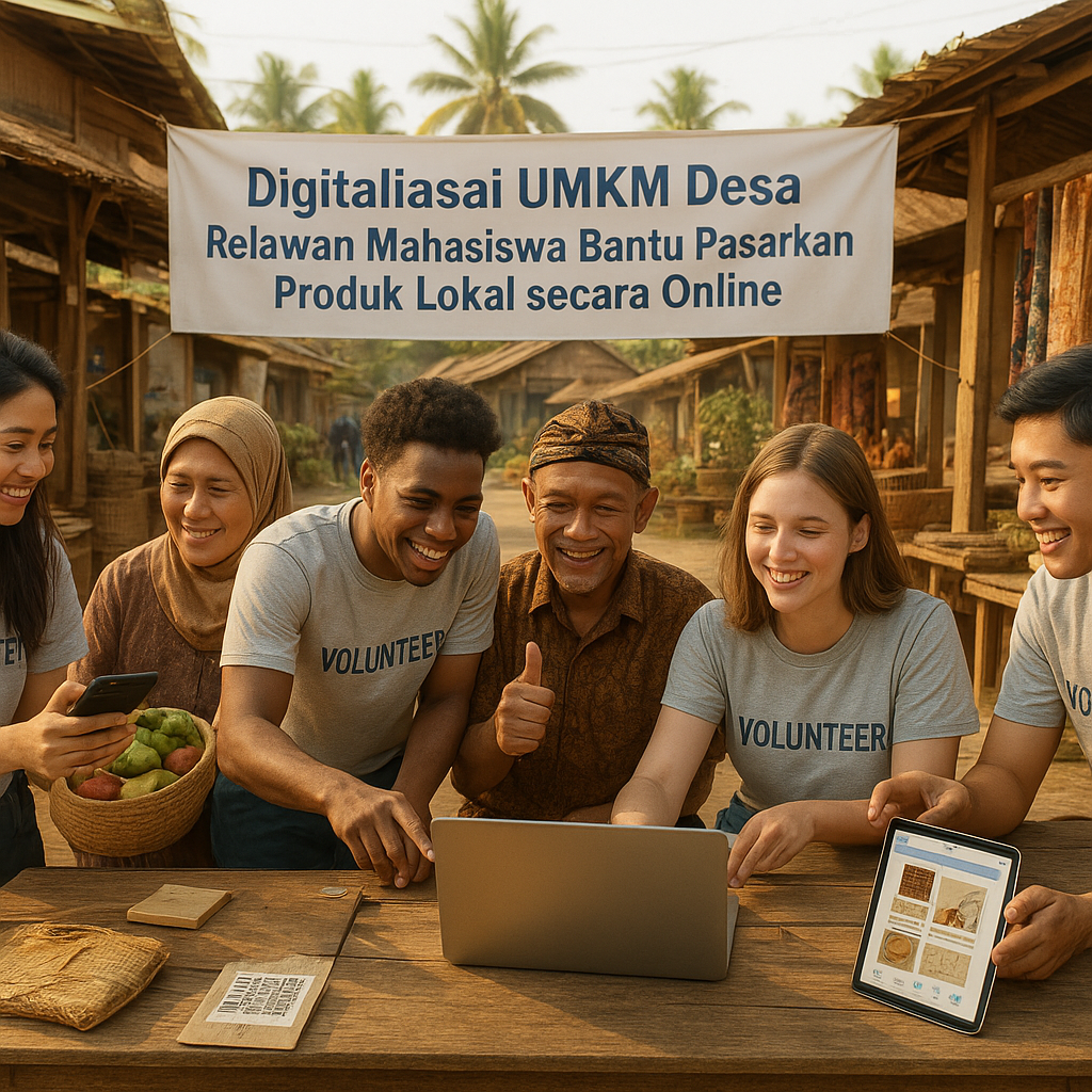 Digitalisasi UMKM Desa: Relawan Mahasiswa Bantu Pasarkan Produk Lokal secara Online