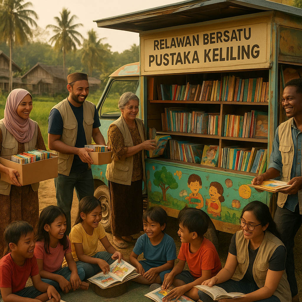 Relawan Bersatu, Gerakkan 'Pustaka Keliling' untuk Anak-Anak di Pelosok Desa