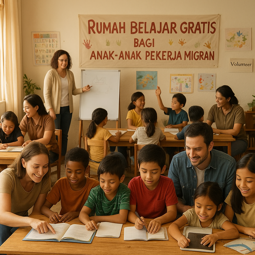 Rumah Belajar Gratis bagi Anak-anak Pekerja Migran