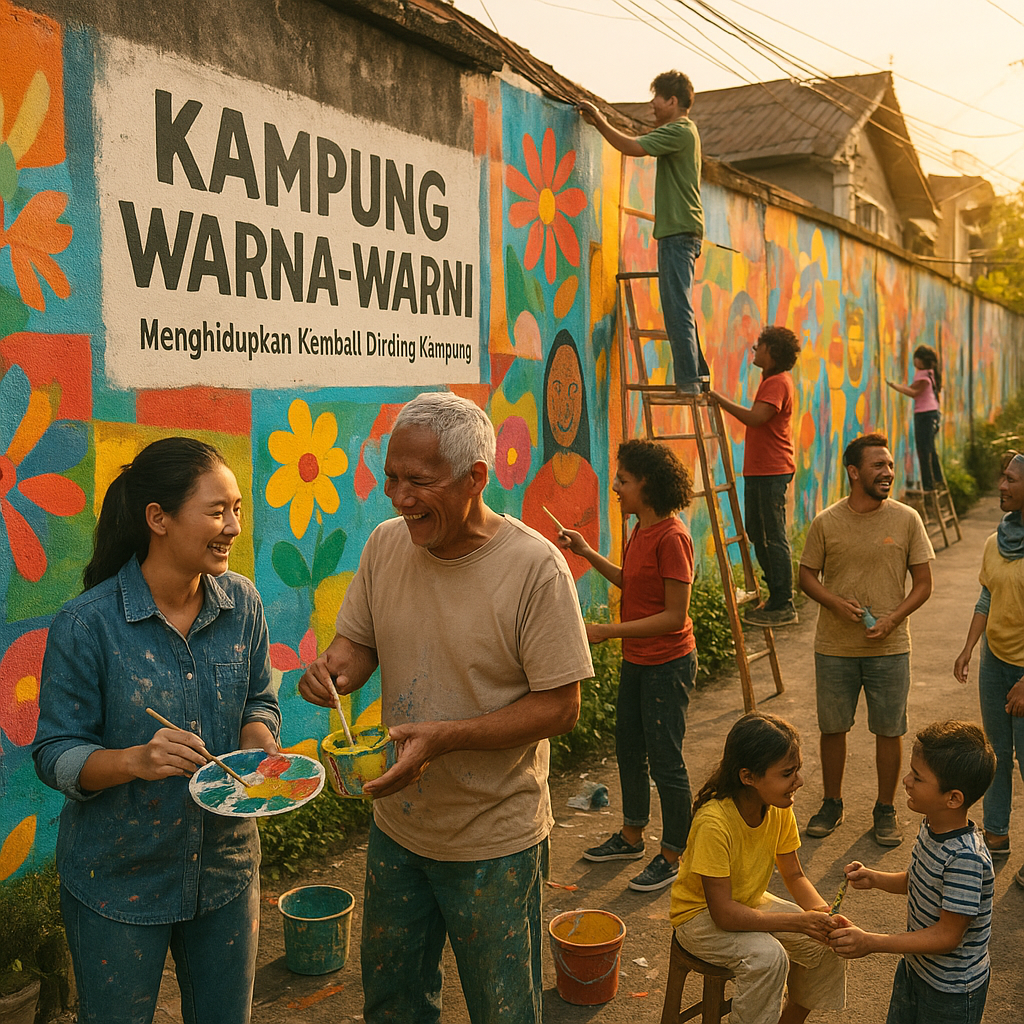 Kampung Warna-Warni: Ajak Warga dan Seniman Muda Menghidupkan Kembali Dinding Kampung yang Suram