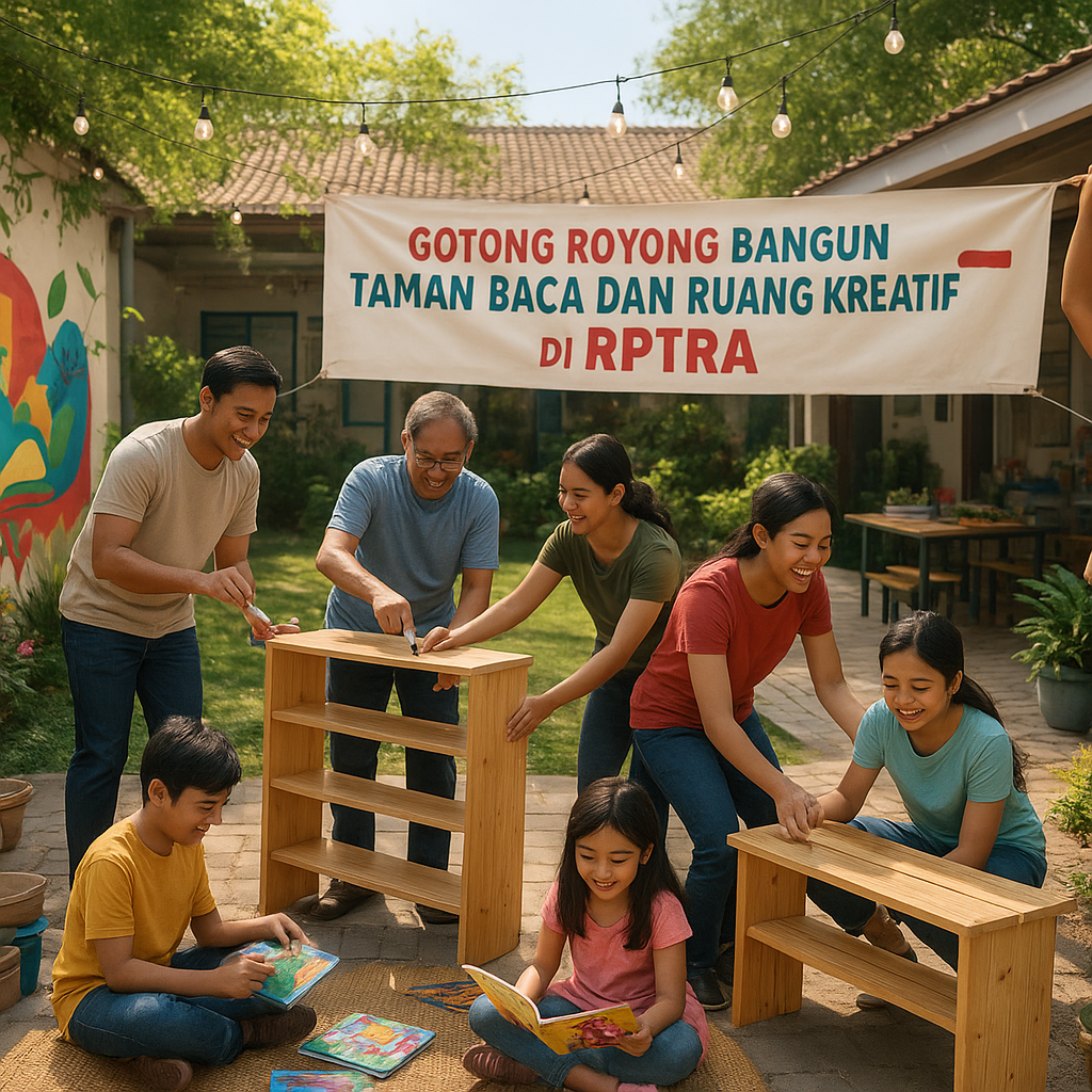 Gotong Royong Bangun Taman Baca dan Ruang Kreatif di RPTRA