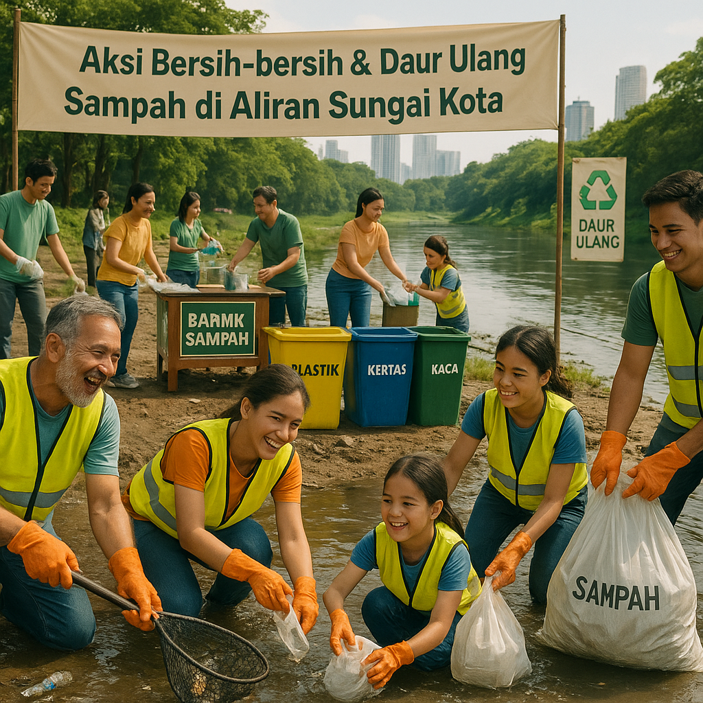 Aksi Bersih-bersih & Daur Ulang Sampah di Aliran Sungai Kota