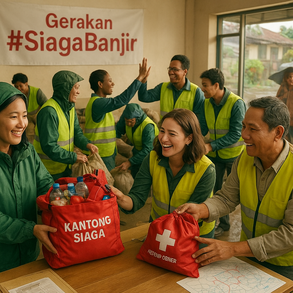 Gerakan #SiagaBanjir: Relawan Bahu-Membahu Siapkan Kantong Darurat di Daerah Rawan