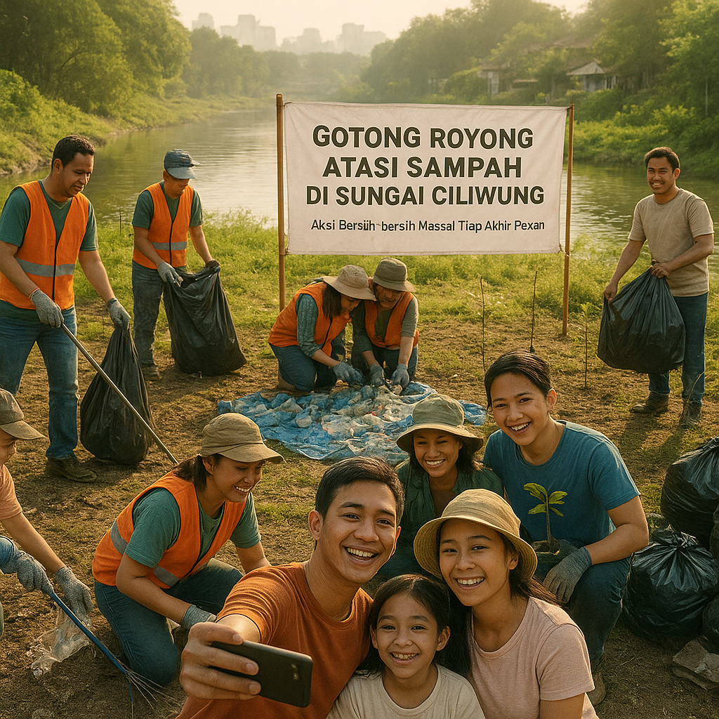 Gotong Royong Atasi Sampah di Sungai Ciliwung, Aksi Bersih-bersih Massal Digelar Tiap Akhir Pekan