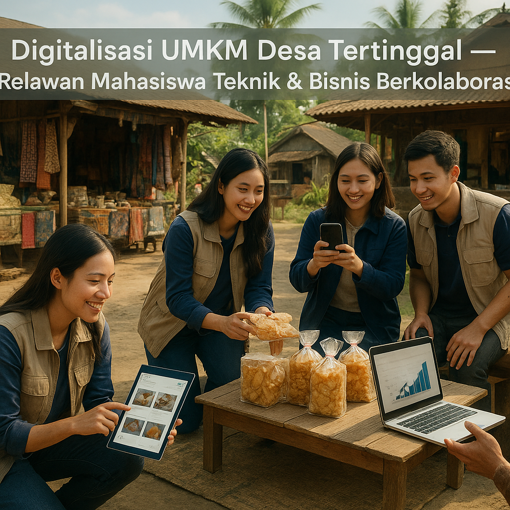 Digitalisasi UMKM Desa Tertinggal, Relawan Mahasiswa Teknik & Bisnis Diajak Berkolaborasi