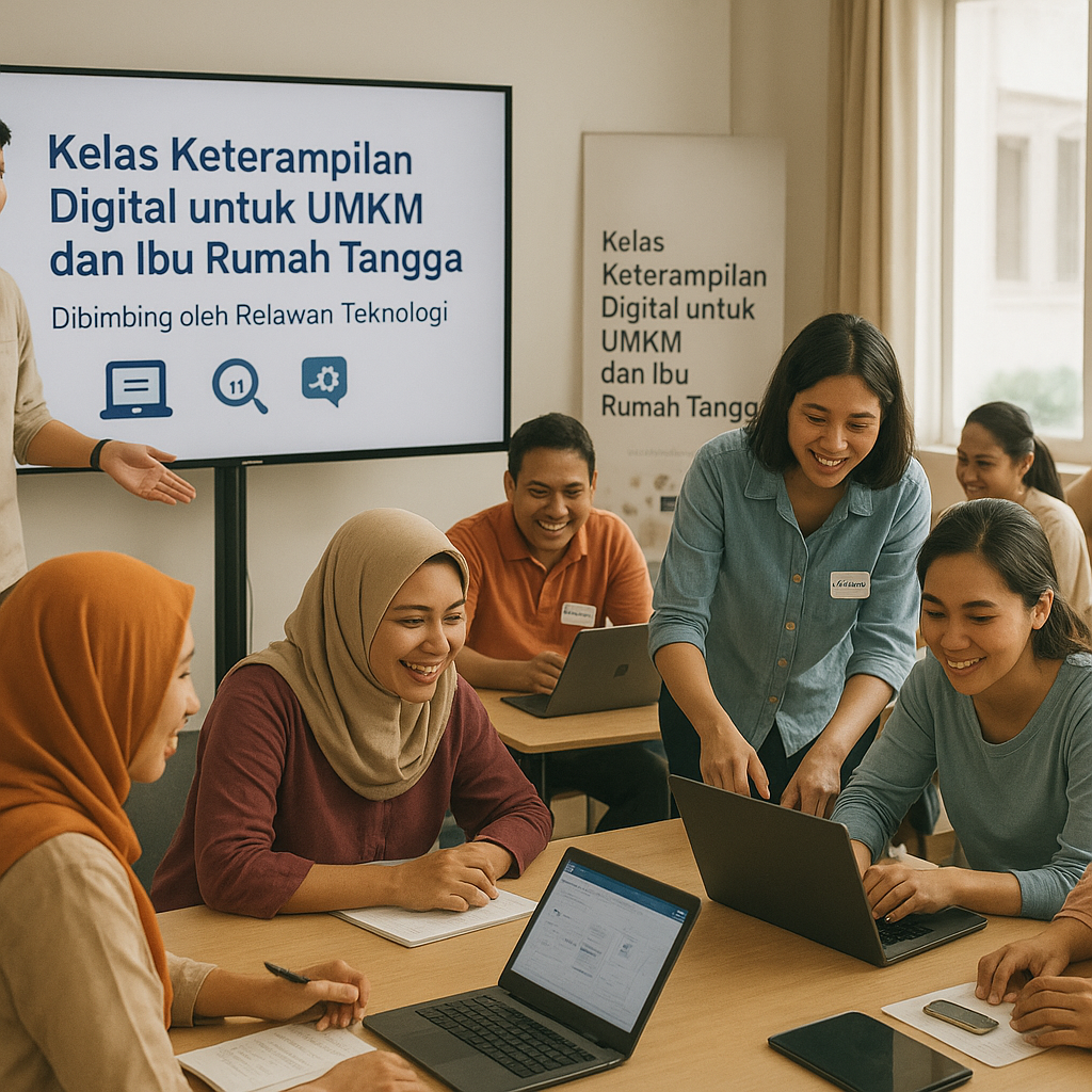 Kelas Keterampilan Digital untuk UMKM dan Ibu Rumah Tangga: Dibimbing oleh Relawan Teknologi