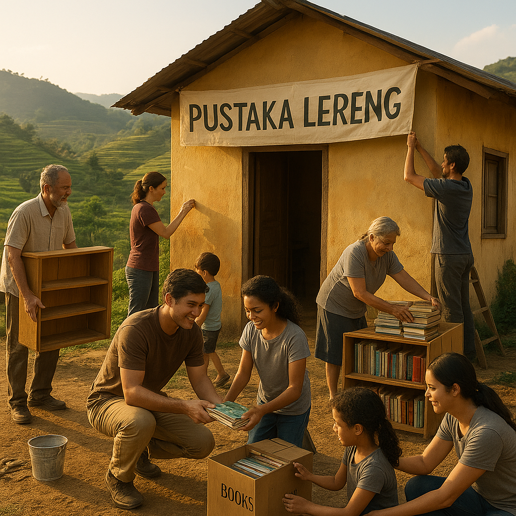 Gerakan 'Pustaka Lereng': Kolaborasi Bangun Perpustakaan Mini di Daerah Terpencil