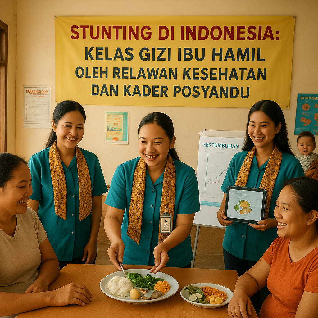 Stunting di Indonesia: Kelas Gizi Ibu Hamil oleh Relawan Kesehatan dan Kader Posyandu