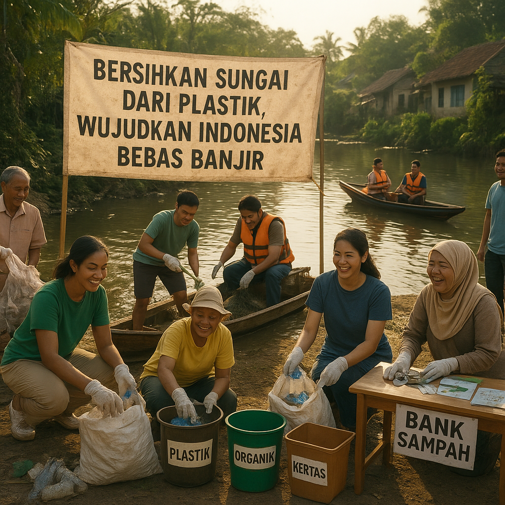 Bersihkan Sungai dari Plastik, Wujudkan Indonesia Bebas Banjir
