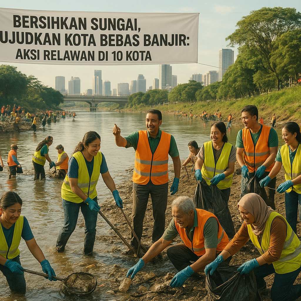 Bersihkan Sungai, Wujudkan Kota Bebas Banjir: Aksi Relawan di 10 Kota