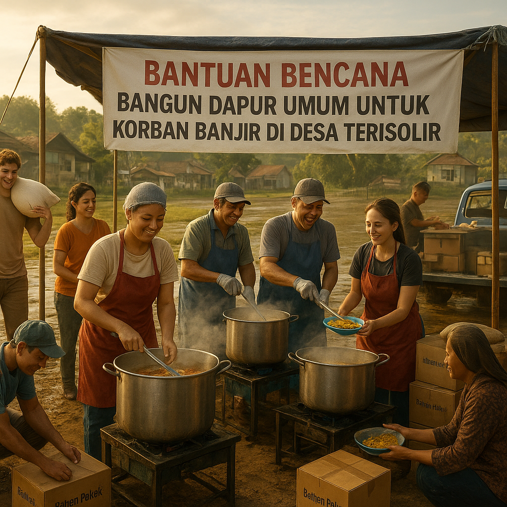 Bantuan Bencana: Bangun Dapur Umum untuk Korban Banjir di Desa Terisolir