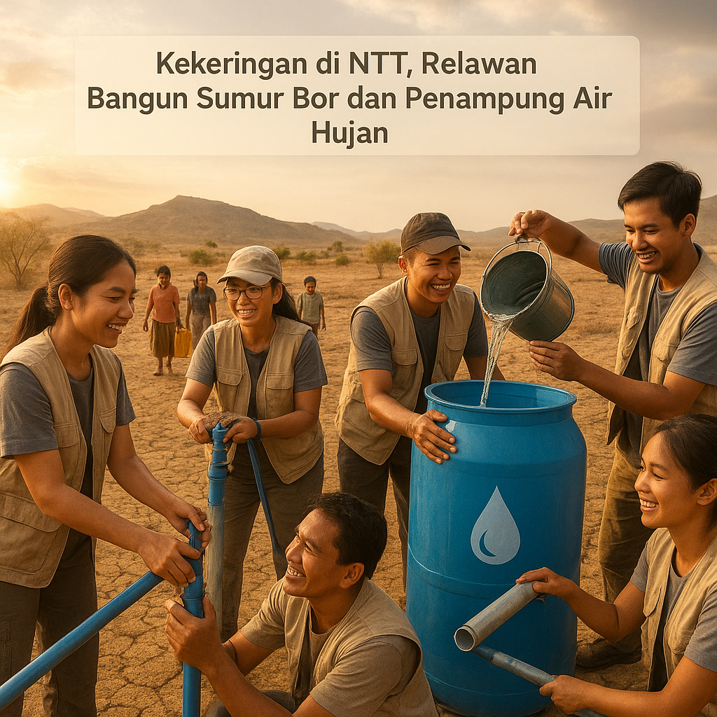 Kekeringan di NTT, Relawan Bangun Sumur Bor dan Penampung Air Hujan