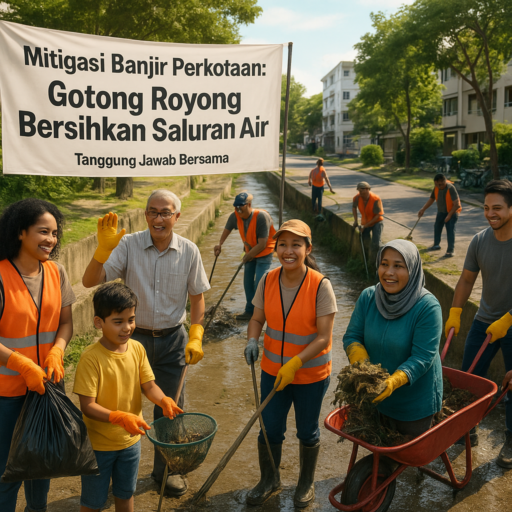 Mitigasi Banjir Perkotaan: Gotong Royong Bersihkan Saluran Air