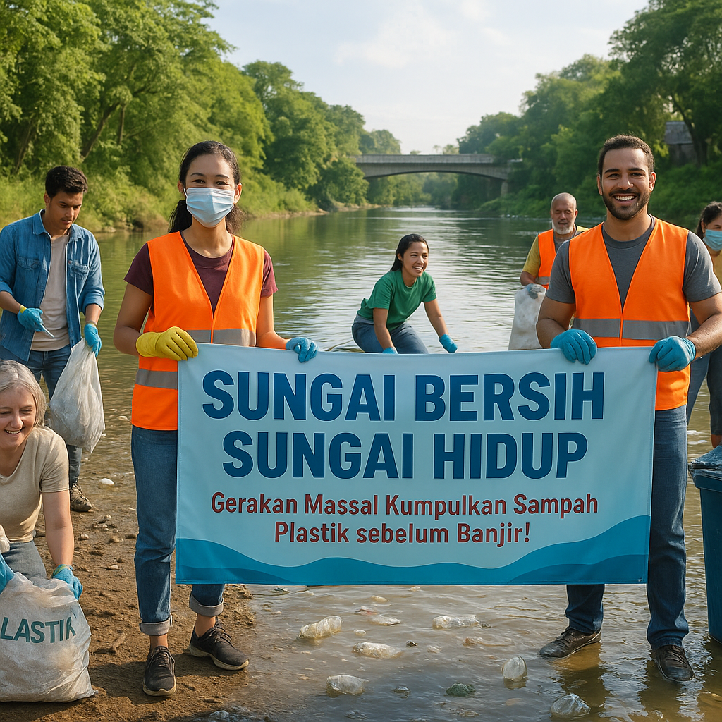 Sungai Bersih Sungai Hidup: Gerakan Massal Kumpulkan Sampah Plastik sebelum Banjir!