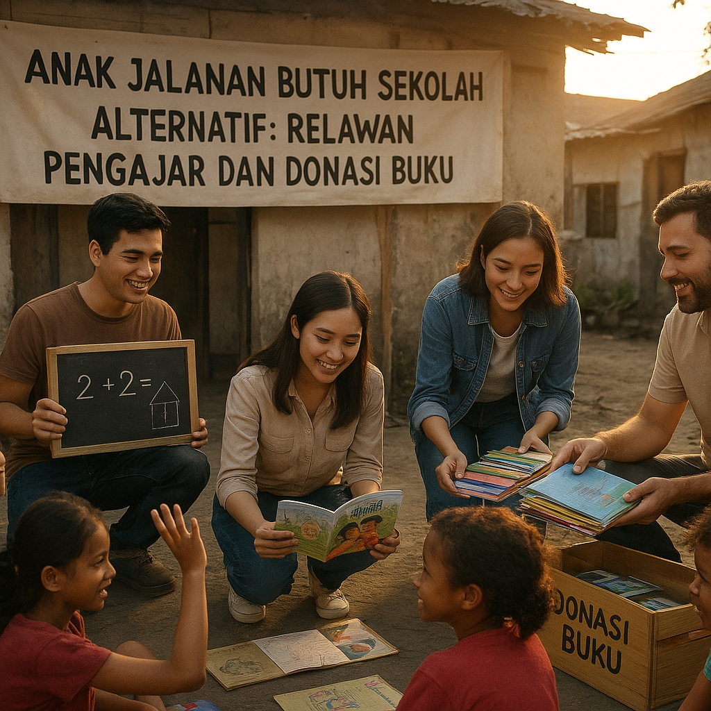 Anak Jalanan Butuh Sekolah Alternatif: Relawan Pengajar dan Donasi Buku