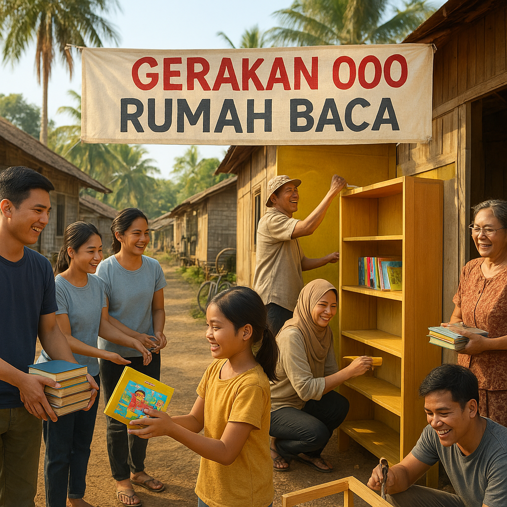 Gerakan 1000 Rumah Baca: Relawan Bantu Bangun Perpustakaan Mini di Desa 3T
