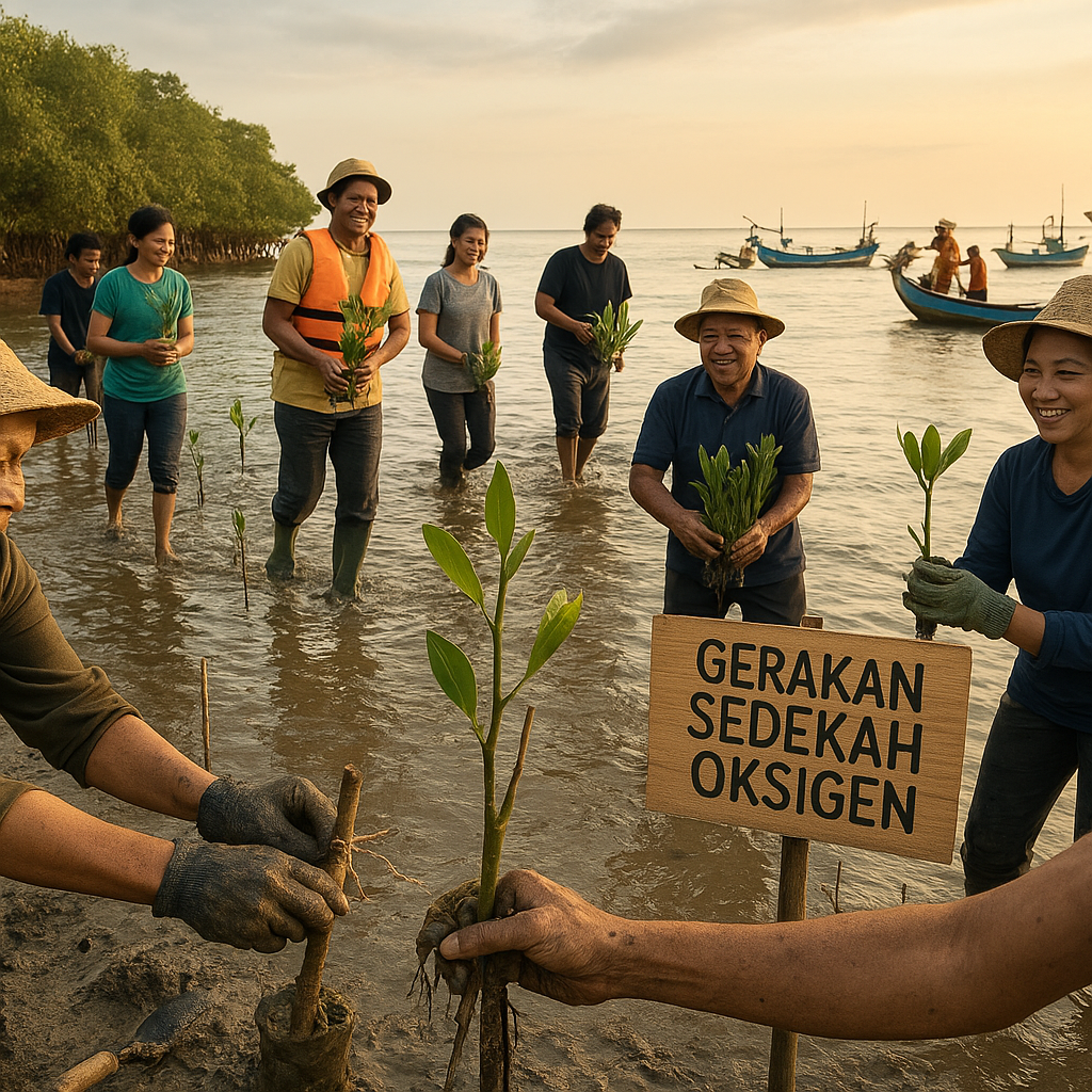 Gerakan Sedekah Oksigen: Tanam Mangrove Bersama Nelayan dan Relawan