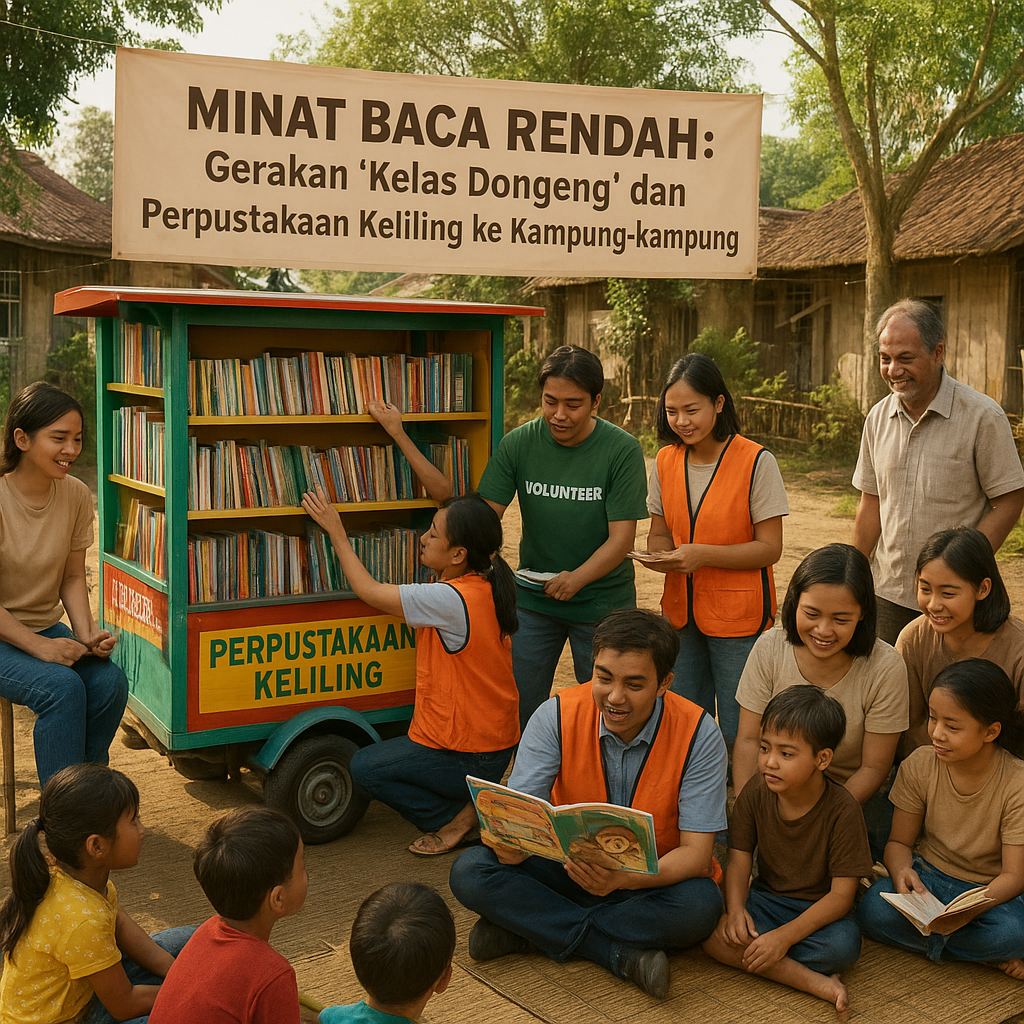 Minat Baca Rendah: Gerakan 'Kelas Dongeng' dan Perpustakaan Keliling ke Kampung-kampung