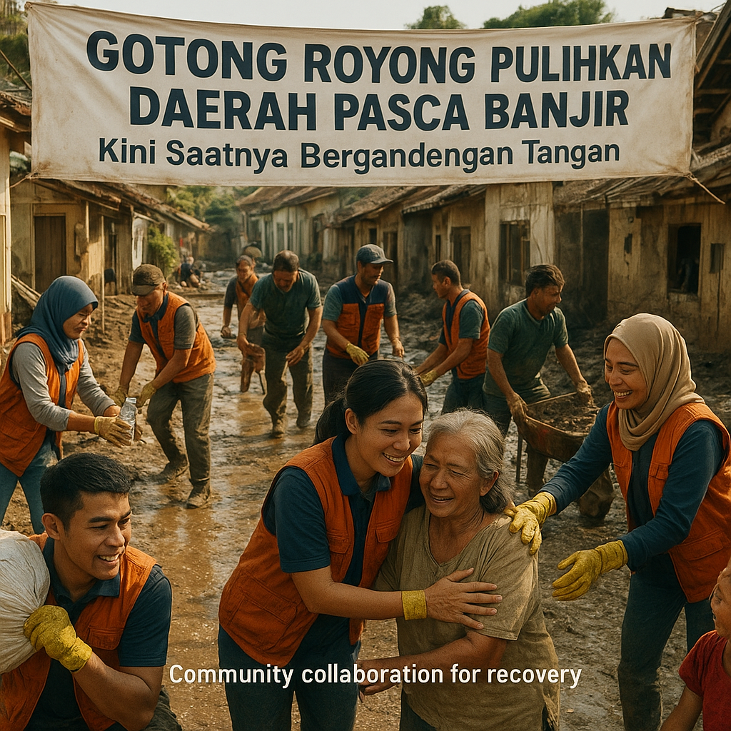 Gotong Royong Pulihkan Daerah Pasca Banjir, Kini Saatnya Bergandengan Tangan