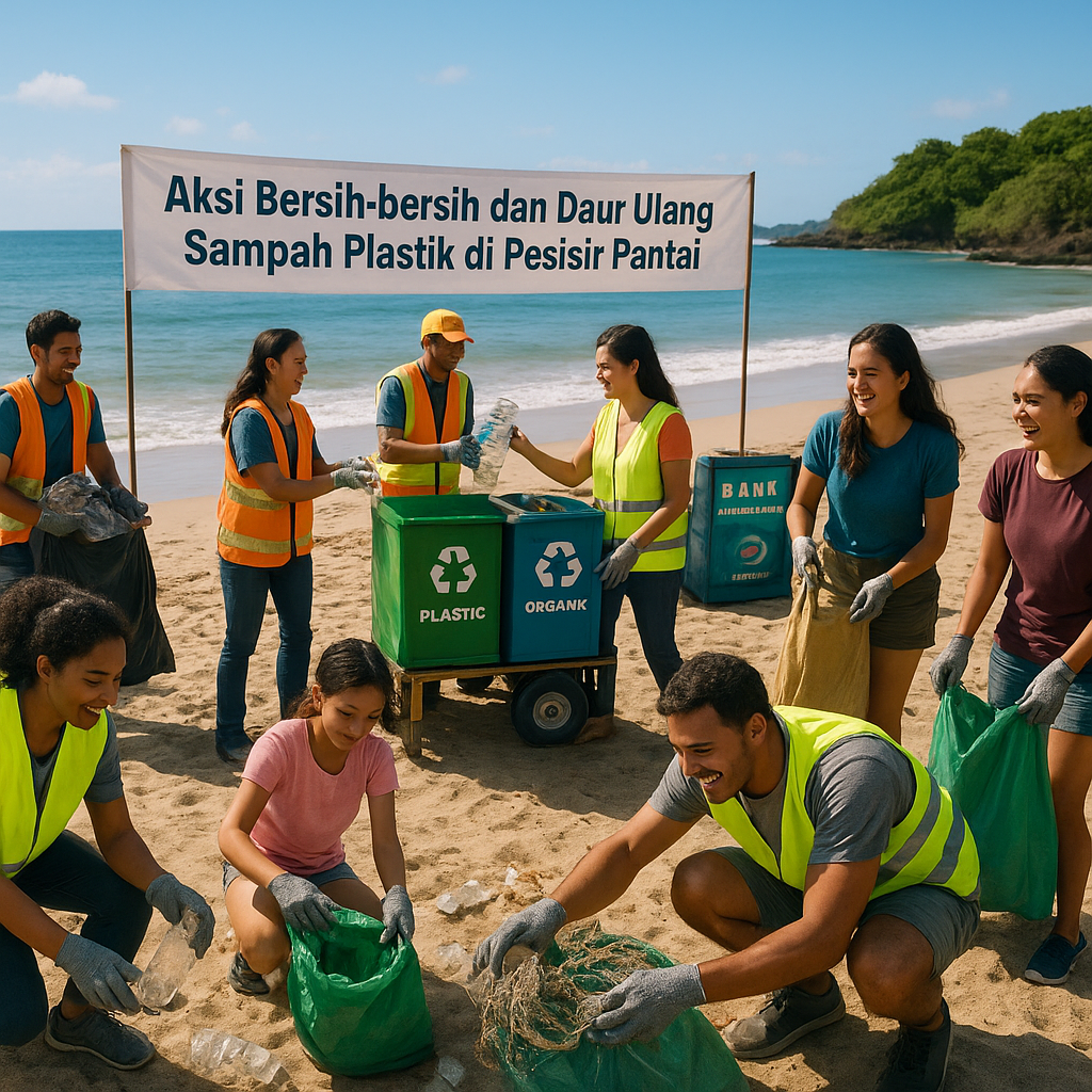 Aksi Bersih-bersih dan Daur Ulang Sampah Plastik di Pesisir Pantai