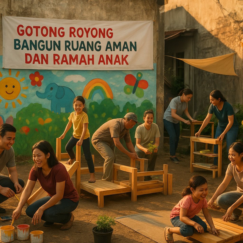 Gotong Royong Bangun 'Ruang Aman dan Ramah Anak' di Kawasan Rawan