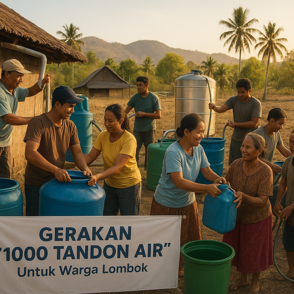 Gerakan '1000 Tandon Air' untuk Warga yang Kesulitan Air Bersih di Lombok