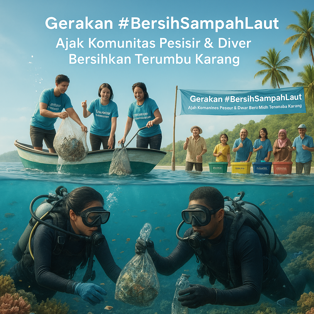 Gerakan #BersihSampahLaut: Ajak Komunitas Pesisir & Diver Bersihkan Terumbu Karang