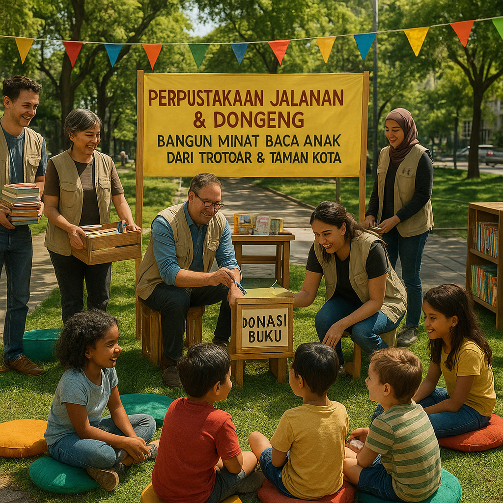Perpustakaan Jalanan & Dongeng: Bangun Minat Baca Anak dari Trotoar & Taman Kota