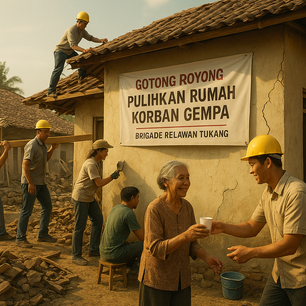 Gotong Royong Pulihkan Rumah Korban Gempa, Mari Bentuk 'Brigade Relawan Tukang'