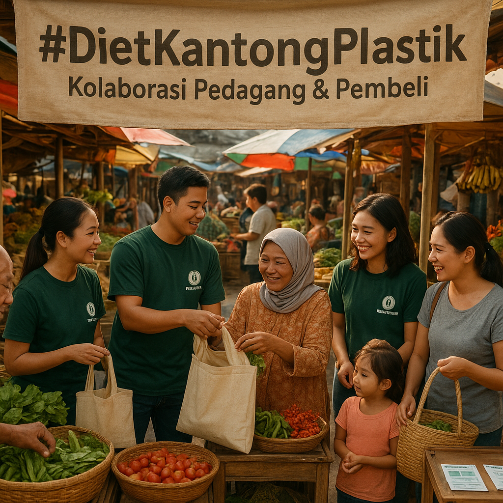 Gerakan #DietKantongPlastik di Pasar Tradisional, Kolaborasi dengan Pedagang dan Pembeli