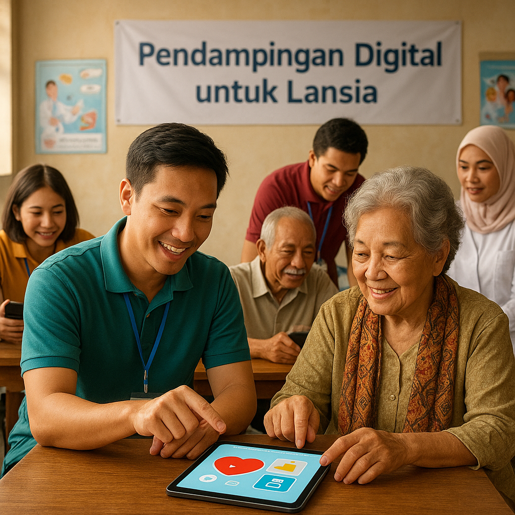 Pendampingan Digital untuk Lansia di Posyandu: Relawan Muda Diapuhkan untuk Ajari Pakai Fitur Kesehatan