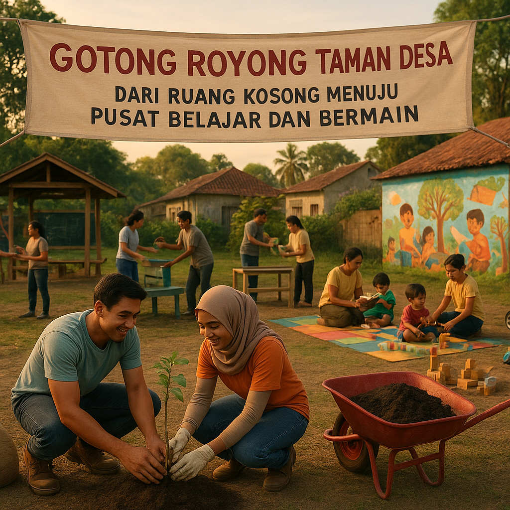 Gotong Royong Taman Desa: Dari Ruang Kosong Menuju Pusat Belajar dan Bermain