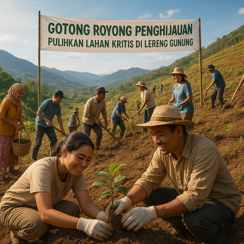 Gotong Royong Penghijauan: Pulihkan Lahan Kritis di Lereng Gunung