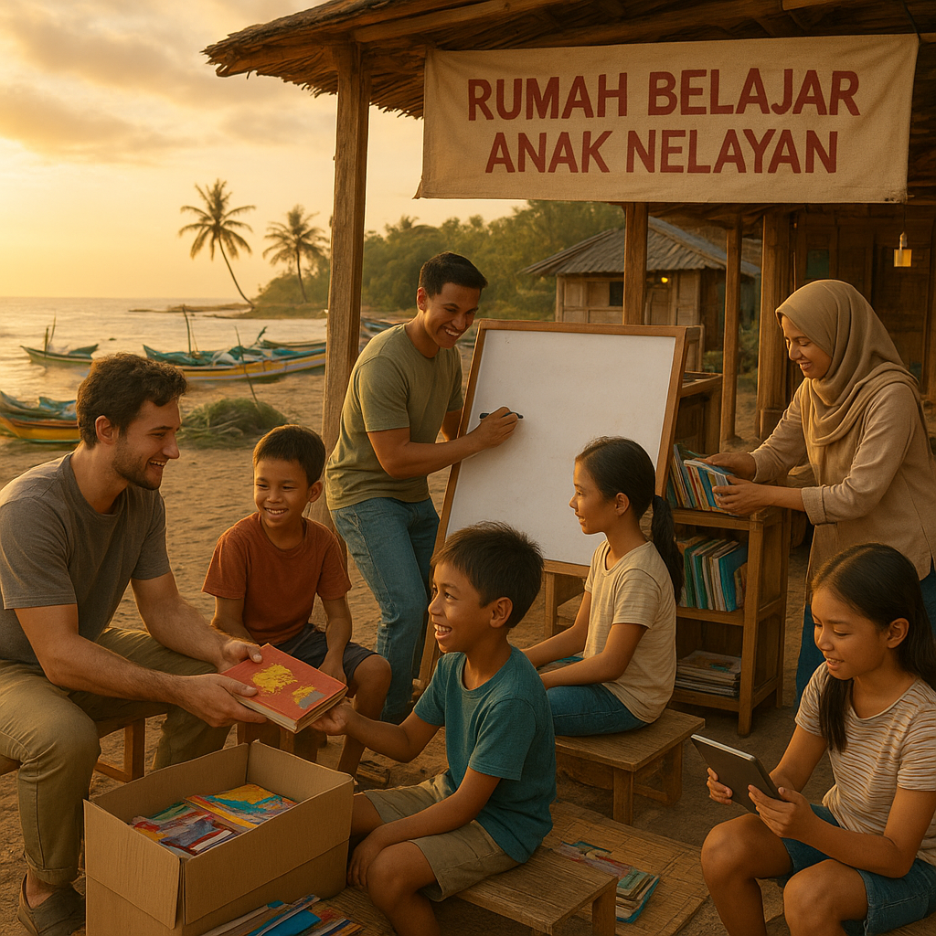 Rumah Belajar Anak Nelayan: Bimbingan Gratis di Pinggir Pantai