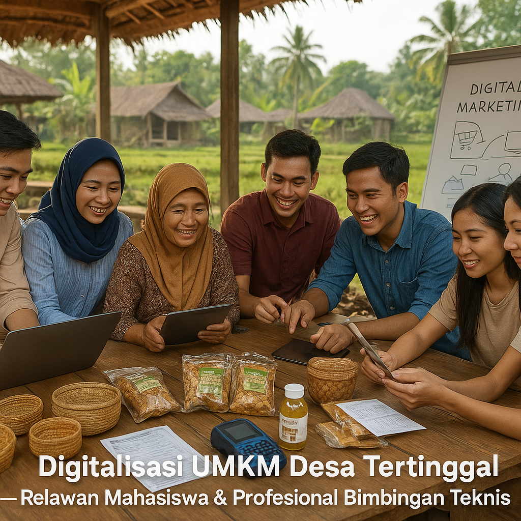 Digitalisasi UMKM Desa Tertinggal, Relawan Mahasiswa & Profesional Diap untuk Bimbingan Teknis