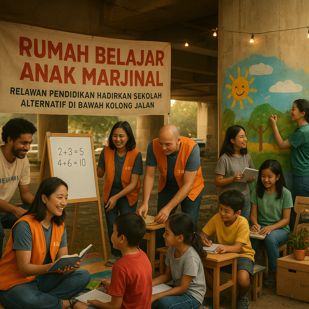 Rumah Belajar Anak Marjinal: Relawan Pendidikan Hadirkan Sekolah Alternatif di Bawah Kolong Jalan